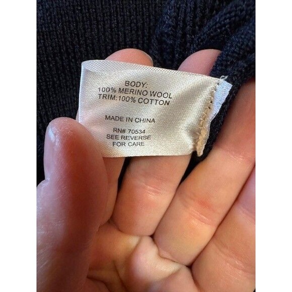 ORVIS 1/4 ZIP 100% MERINO WOOL Upton Navy Sweater Men’s Size XL Elbow Patches - Picture 8 of 13